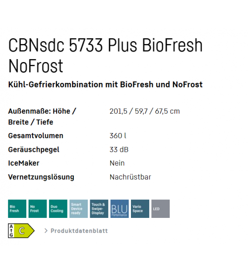 LIEBHERR利勃海尔 CBNsdc 5733 Plus 生物养鲜 无霜双门独立式冰箱